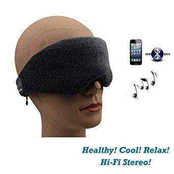 DOLIROX® Wireless Bluetooth Velvet Eye Patch Music Eye Wear Eye Mask Hands-free Phone Call Answer Ears-free Eye shade for Sleeping Great for Travel (Black)