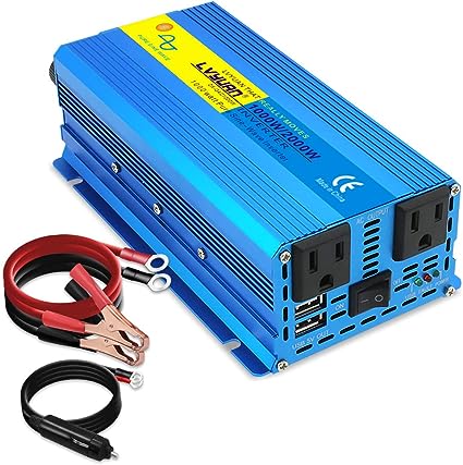 LVYUAN 1000W Pure Sine Wave Power Inverter 24V to 110V DC to AC Converter with Dual USB Ports and Dual AC Outlets for Car, RV, Truck, Home Solar System