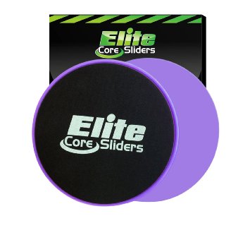 Core Exercise Sliders - 2 Dual Sided Sliding Discs for Carpet and Hardwood Floors - Purple