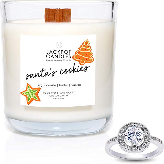 Santa's Cookies Candle with Ring Inside (Surprise Jewelry Valued at $15 to $5,000) Ring Size 9