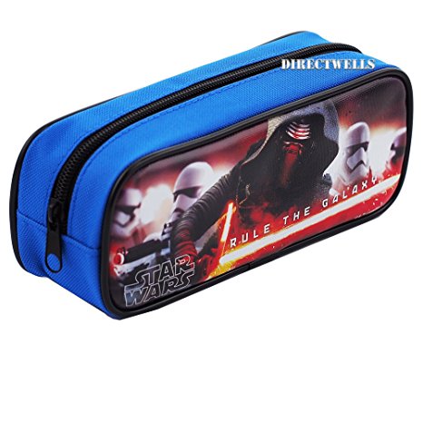 Disney Star Wars Character Authentic Licensed Single Zipper Pencil Case (Blue)