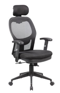 Anji Modern Furniture 8018-BK Fully Adjustable Mesh Office Computer Chair with Adjustable Lumbar Support, Armrests, Headrest and Multi-Position Recline Control, Black Wheels