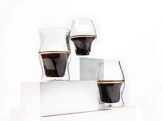 AVENSI Coffee Enhancing Cups Mugs Glasses (Full collection: 3 glasses (VIDA, SENTI, ALTO), Handblown Borosilicate Glass)