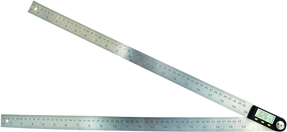 Yangou Digital Angle Ruler Finder Meter Protractor Inclinometer Goniometer Electronic Angle Gauge Stainless Steel (20 inch/500 mm)