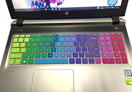 CaseBuy Colorful Silicone Keyboard Cover Skin for 15.6" HP 15-ab 15-ac 15-ae 15-af 15-an 15-ak 15-ay 15-ax 15-as Series US Layout - Compatible Model in the Product Description(Rainbow)