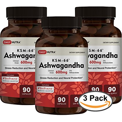 KSM-66 Ashwagandha 600mg Organic Full-Spectrum Root Extract with 5% Withanolides. Health Benefits Include Reduced Stress and Anxiety, Increased Energy and Focus. (90 Vegetarian Capsules) (3)