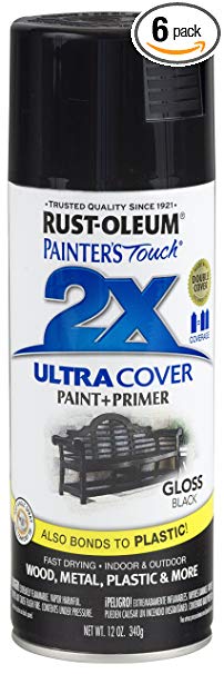 Rust-Oleum 249122-6 PK Painter's Touch 2X Ultra Cover, 12 oz, Black