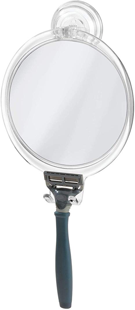 iDesign Power Lock Suction Mirror, Shatterproof Cosmetic Mirror, Made of Plastic, Clear