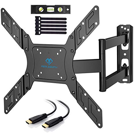 PERLESMITH TV Wall Mount for 23”- 55” TVs with Swivel & Extends 19.5” - Wall Mount TV Bracket VESA 400x400 fits LED, LCD, OLED Flat Screen TVs up to 99 lbs - with HDMI Cable, Bubble Level & Cable Ties