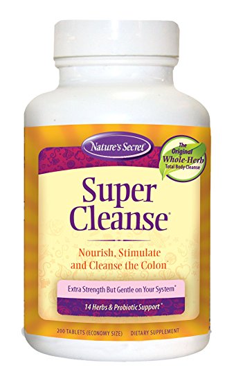 Nature's Secret Super Cleanse Herbal Supplement Tablets, 200-Count Bottles (Pack of 2)