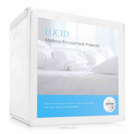 LUCID Mattress Protector and Encasement - Bed Bug Proof - 100 Waterproof -15 Year Warranty - Vinyl Free - Cal King Size
