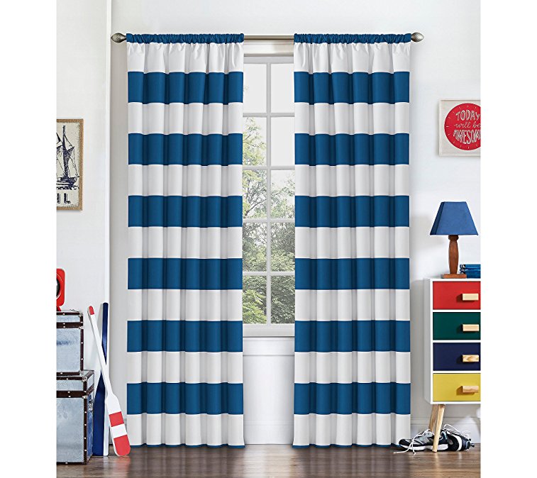 Eclipse 15942042X063BLU Peabody 42-Inch by 63-Inch Single Window Curtain Panel, Blue