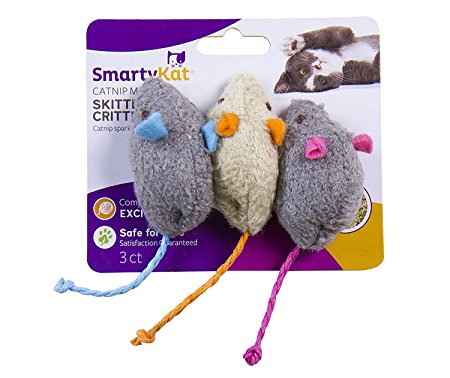 SmartyKat Skitter Critters Cat Toy Catnip Mice, 6-Pack