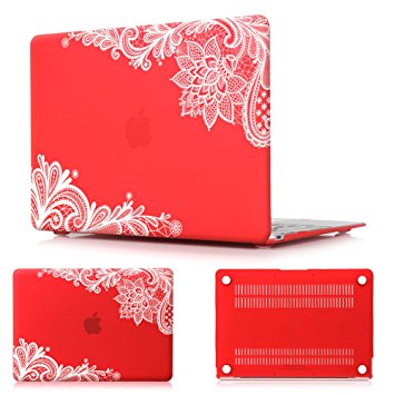 Batianda(TM) 15 inch Lace Pattern Matte Rubberized Hard Case Cover for Apple Macbook Pro 15.4-inch with Retina Display Model:A1398 (Red)