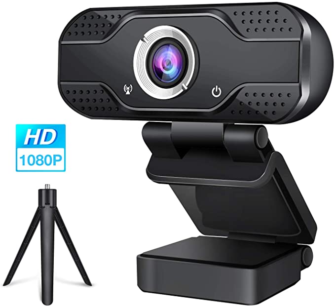 Webcam with Microphone,1080P HD Web Cam with Extra Tripod,USB PC Web Camera for Desktop/Laptop/Mac,Plug and Play,100-Degree Wide View Angle 30fps,Auto Focus Streaming Computer Camera for Video Calling