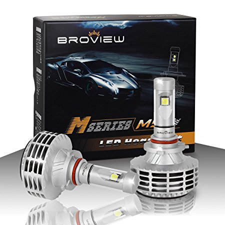 BROVIEW M5 LED Bulbs 44W High Output LED Headlights 9005 - 6000LM 9005/H10/HB3 LED Bulbs Kit - Cree Chip - PnP - Replaces Halogen/Xenon HID Headlights - 2 Yr Warranty - (2pcs/set)