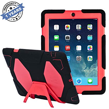 iPad CasesiPad 2 CaseiPad 3 CaseiPad 4 CaseTRAVELLOR[Heavy Duty] iPad Case,Three Layer Armor Defender And Full Body Protective Case Cover With Kickstand And Screen Protector for iPad 2/3/4 - Black/Red