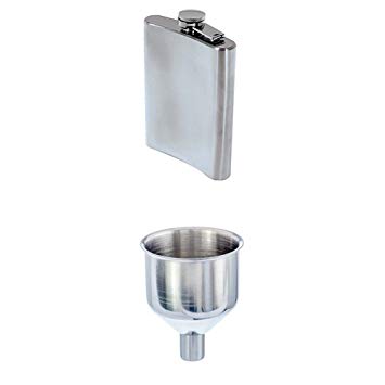 SE HQ90 Stainless Steel 8 oz. Hip Flask with Funnel