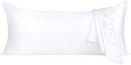 uxcell Satin Body Pillow Case, White Silky Body Pillowcases for Hair and Skin, 21x54 Long Pillow Protector Covers with Zipper Closure