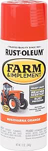 Rust-Oleum 303472 Farm & Implement Spray Paint, 12 oz, Husqvarna Orange, (Pack of 1)