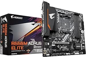 Gigabyte GIGABYTE B550M AORUS Elite (AM4/ AMD/ B550/ Micro-ATX/DDR4/Dual M.2/PCIe 4.0/Realtek GbE LAN/Gaming Carte mère)