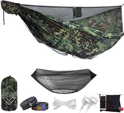 Onewind Premium 12' Camping Double Hammock with Tree Straps and Bug Net for Travel, Camping, Backpacking and Hiking