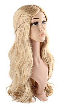 Discoball Women's Long Curly Fancy Dress Wigs Blonde Cosplay Costume Ladies Wig Party Free Wig Cap