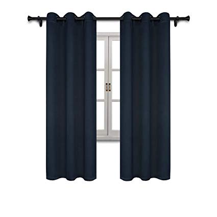 SUO AI TEXTILE - Blackout Curtains Room Darkening and Thermal Insulating Window Panels/Drapes - 2 Panels Set - 6 Grommets per Panel -(Navy, Each 37 x 84 with Grommets)