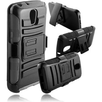 Thousand Eight(TM) For LG Volt LS740 - Hybrid Armor Stand Case With Holster and Locking Belt Clip   [FREE LCD Screen Protector Shield(Ultra Clear) Thousand Eight (TM)Touch Screen Stylus] (H Black)