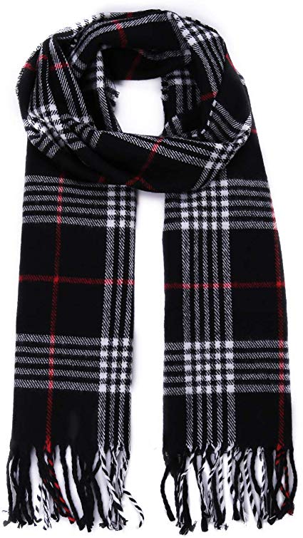 SOJOS Plaid Tartan Cashmere Scarves with Tassels for Men and Women SC3010