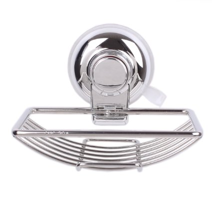 ARCCI Suction Stainless Steel Soap Box Stand Dish Tray Holder Saver Shower Caddy with Superlock Suction Cup Shower Soap Dispenser