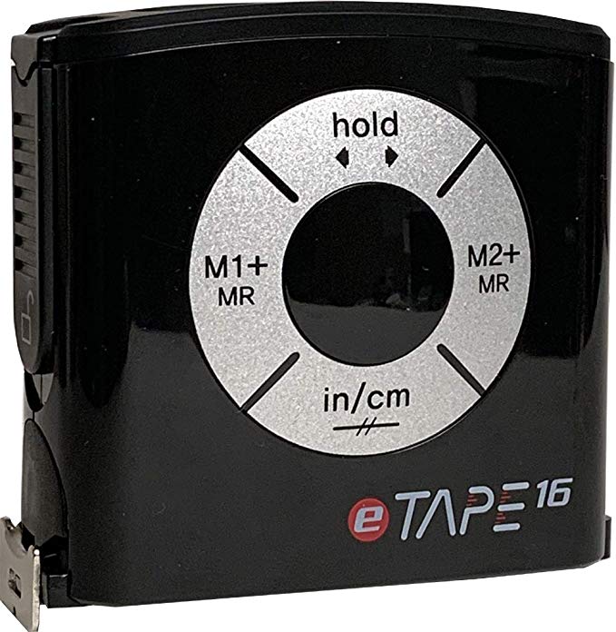 eTape16 ET16.75-DB-RP Digital Tape Measure, 16', Red, Inch and Metric (Black)