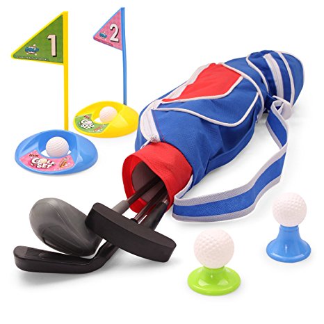 Deluxe Happy Kids/Toddler Golf Clubs Set Grow-to-Pro Golfer 15 Piece Set- by EXERCISE N PLAY