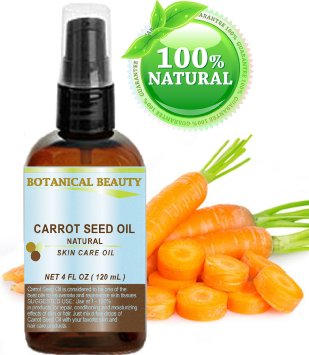 CARROT SEED OIL 100 % Natural Cold Pressed Carrier Oil. 4 Fl.oz.- 120 ml. Skin, Body, Hair and Lip Care. "One of the best oils to rejuvenate and regenerate skin tissues." by Botanical Beauty