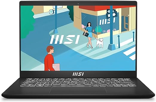 MSI Modern 14 14" Laptop: Intel Core i7-1195G7, Intel Iris Xe, 8GB DDR4, 512GB NVMe SSD, 180-Degree Lay-Flat, USB Type-C, MicroSD Card Reader, Win 11 Pro: Classic Black C11M-064US