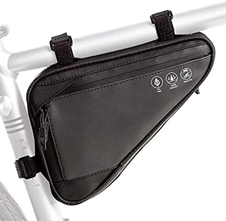 WOTOW Bike Triangle Frame Bag, Cycling Waterproof Front Handlebar Bag Strap-On Saddle Pouch Storage Tube Bag with Reflective Stripe for Phone Cash, Repair Tool, Mini Pump Outdoor Sports Riding