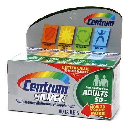 Centrum Silver Multivitamin/Multimineral Supplement Adults 50 , 80 Count (Pack of 2)