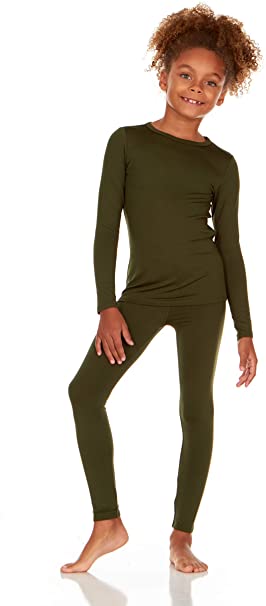 Thermajane Girl's Ultra Soft Thermal Underwear Long Johns Set with Fleece Lined