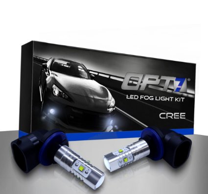 OPT7reg 881 CREE LED DRL Fog Light Bulbs - 5000K Bright White- Plug-n-Play Pack of 2