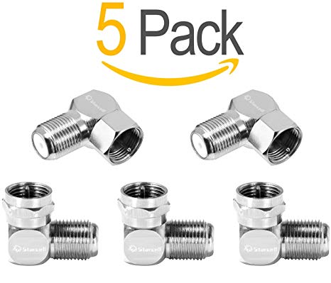 Act 5 Pack F Plug to Socket Right Angled 90 Degree Adapter Sat Connector