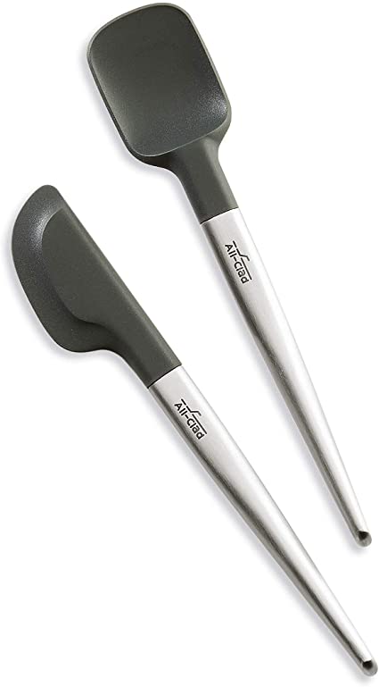 All Clad Silicone Tools 2-Piece Mini Set For Cooking, Baking And Serving, Stainless Steel and Black