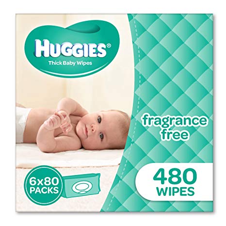 Huggies Fragrance Free Baby Wipes Bundle Pack (Pack of 480), 480 Wipes (6 x 80 Pack)