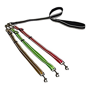 MoSANY 3 Way Dog Leash Reflective Adjustable Coupler No Tangle Detachable 3 In 1 Multiple Dog Leash with Soft Padded Handle For 1 2 3 Dog Pet Cat Puppy Walking Training
