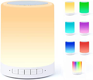 Bluetooth Speaker Lamp, Smart Touch Night Light with Bluetooth Music Speaker, Dimmable 7 Color Changing RGB Bedside Lamp for Bedroom, Portable Speakers with Mood Light, Best Gifts for Women, Kids