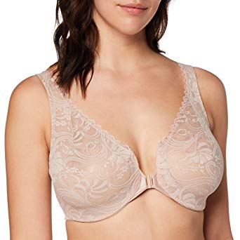 Glamorise Women's Full Figure Wonderwire Front Close Stretch Lace Bra #9245