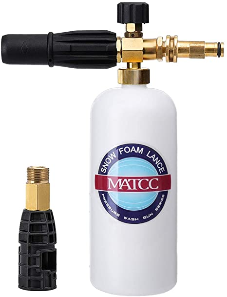 MATCC Foam Cannon II for Sun Joe Pressure Washer Adjustable Snow Foam Lance Fit SPX Series Power Washer Gun Jet Wash Brass Quick Connector Foam Blaster