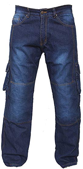 Newfacelook Denim Motorcycle Motorbike Armour Cargo Jeans Trousers With Aramid Protection Lining