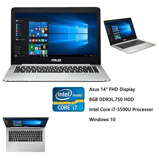 Newest Asus 14" Ultra Slim High Performance FHD NVIDIA GeForce 940M Laptop PC, Intel Core i7-5500U Processor 2.4Ghz, 8GB RAM, 750GB HDD, WIFI, Webcam, HDMI, Bluetooth, Windows 10