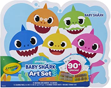 Crayola Baby Shark Art Set, 90 Pieces, Gift for Kids, Ages 3, 4, 5, 6