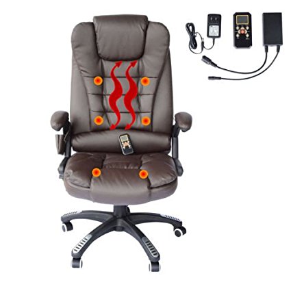 Home Office Computer Desk Massage Chair Executive Ergonomic Heated Vibrating (Brown)